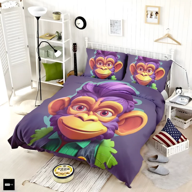 Highly Detailed Monkey Illustration Bedding Set