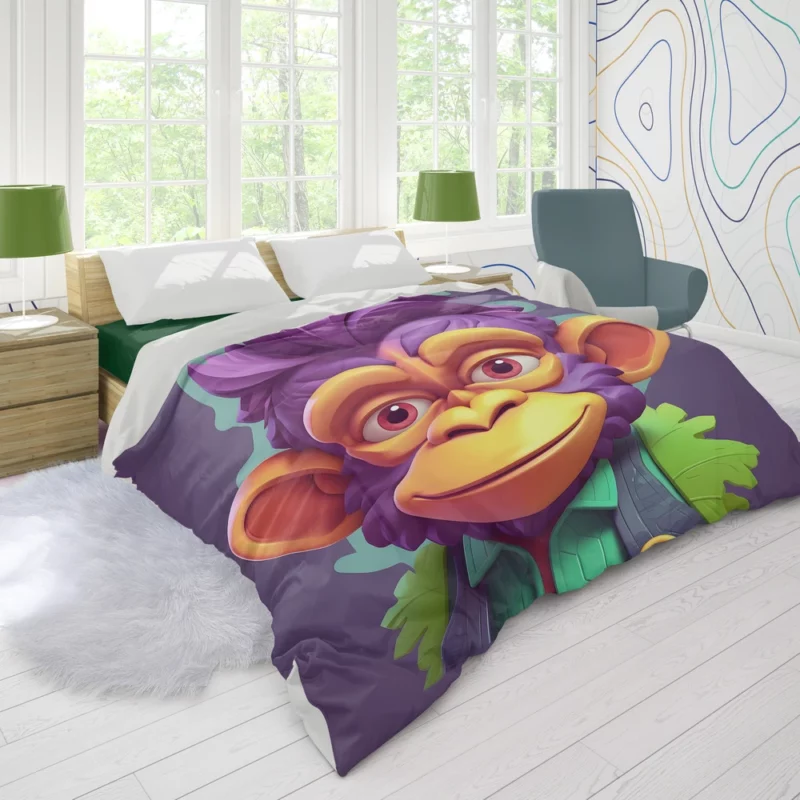 Highly Detailed Monkey Illustration Duvet Cover