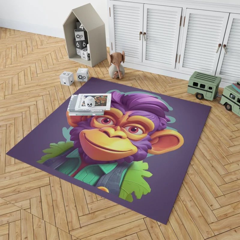 Highly Detailed Monkey Illustration Rug 1