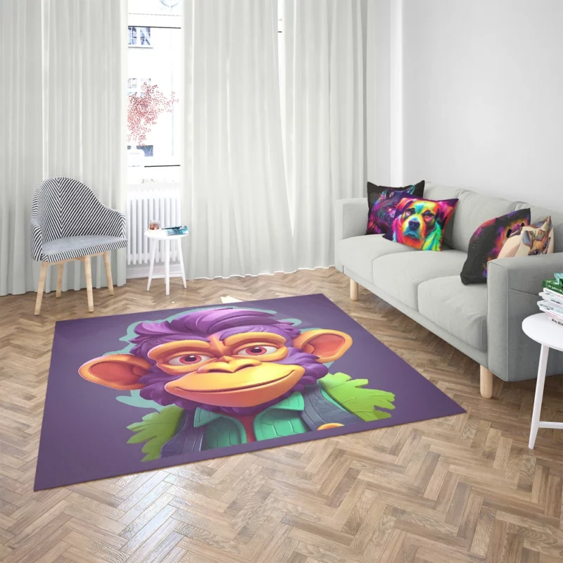 Highly Detailed Monkey Illustration Rug 2