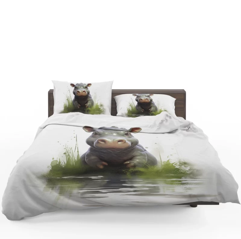 Hippo Lounging in Water Bedding Set 1