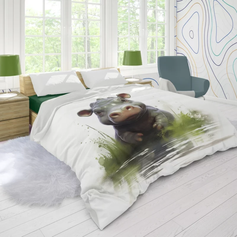 Hippo Lounging in Water Duvet Cover