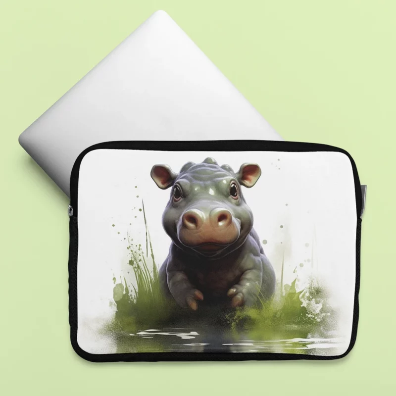 Hippo Lounging in Water Laptop Sleeve