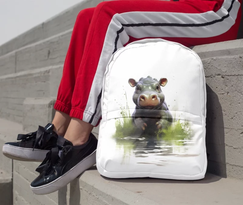 Hippo Lounging in Water Minimalist Backpack 1