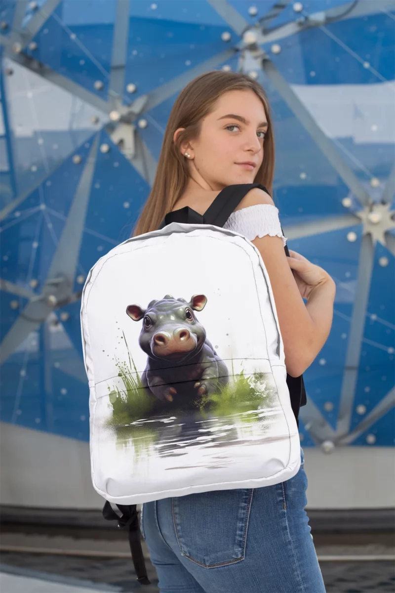 Hippo Lounging in Water Minimalist Backpack 2