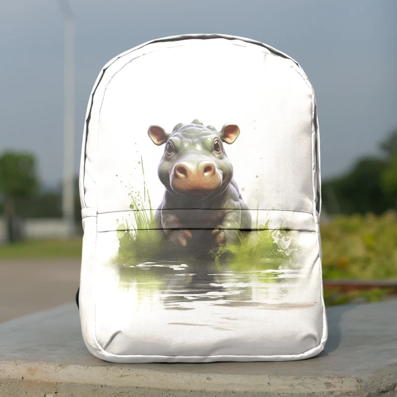 Hippo Lounging in Water Minimalist Backpack