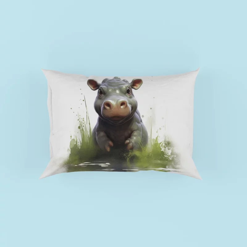 Hippo Lounging in Water Pillow Case