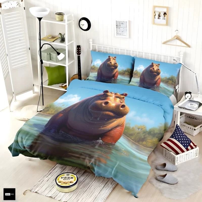 Hippo Portrait Bedding Set