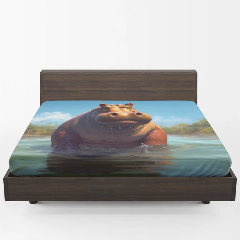 Hippo Portrait Fitted Sheet 1