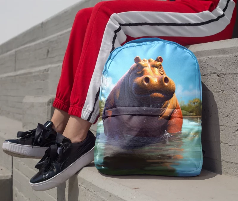 Hippo Portrait Minimalist Backpack 1