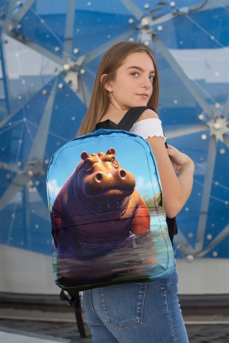 Hippo Portrait Minimalist Backpack 2