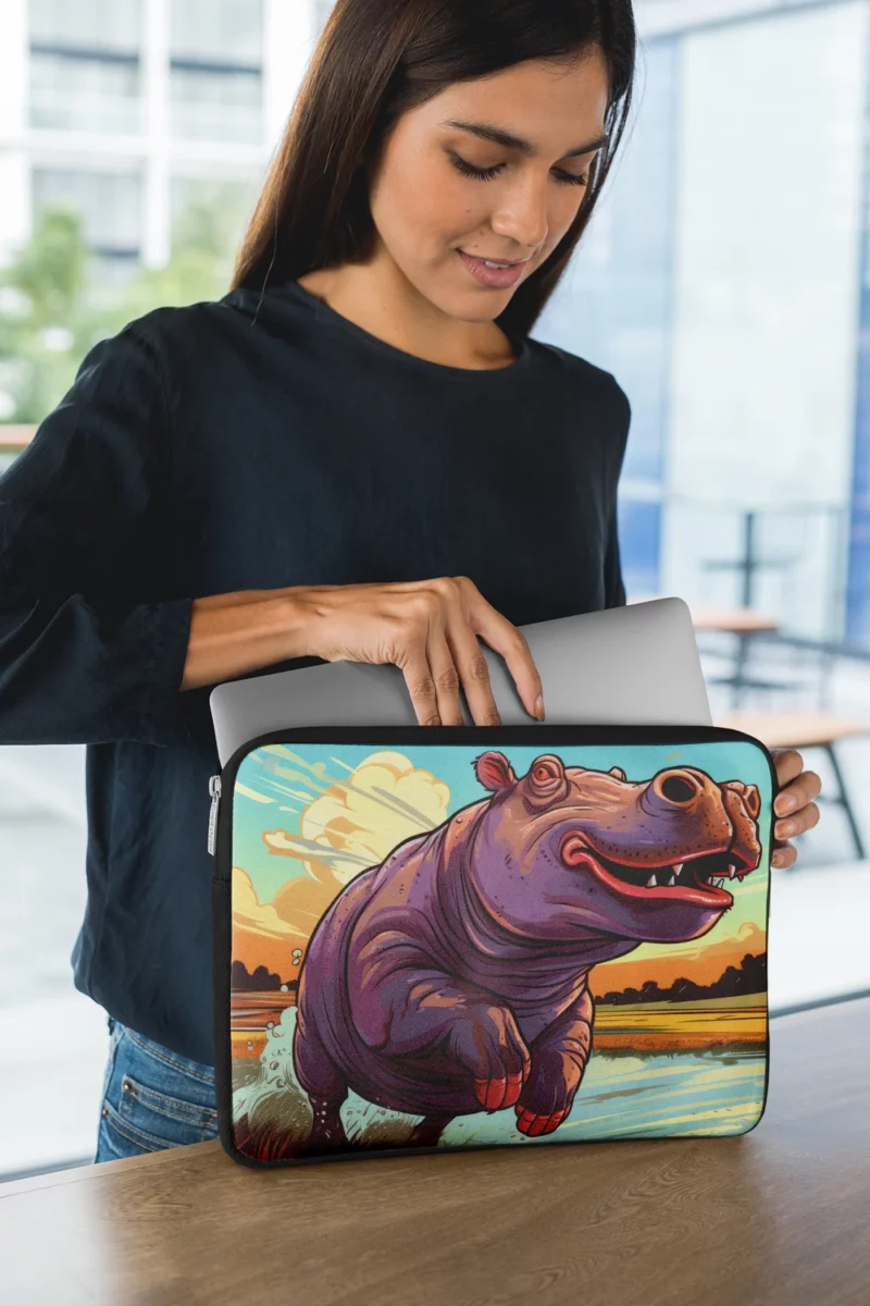 Hippo Sprinting Through Exotic Lands Laptop Sleeve 1