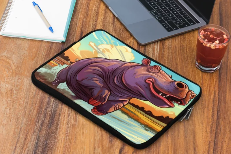 Hippo Sprinting Through Exotic Lands Laptop Sleeve 2