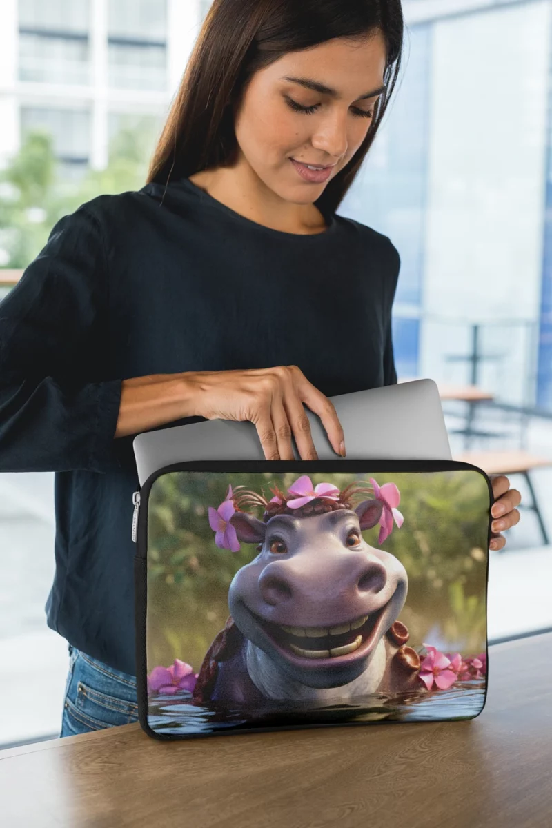 Hippo With Flower Crown Laptop Sleeve 1