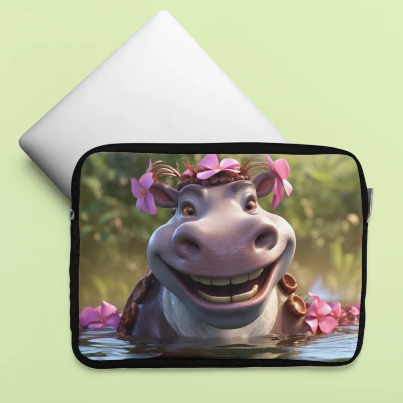 Hippo With Flower Crown Laptop Sleeve