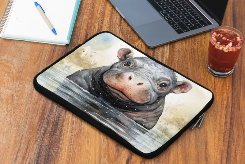 Hippo With a Scarf Laptop Sleeve 2