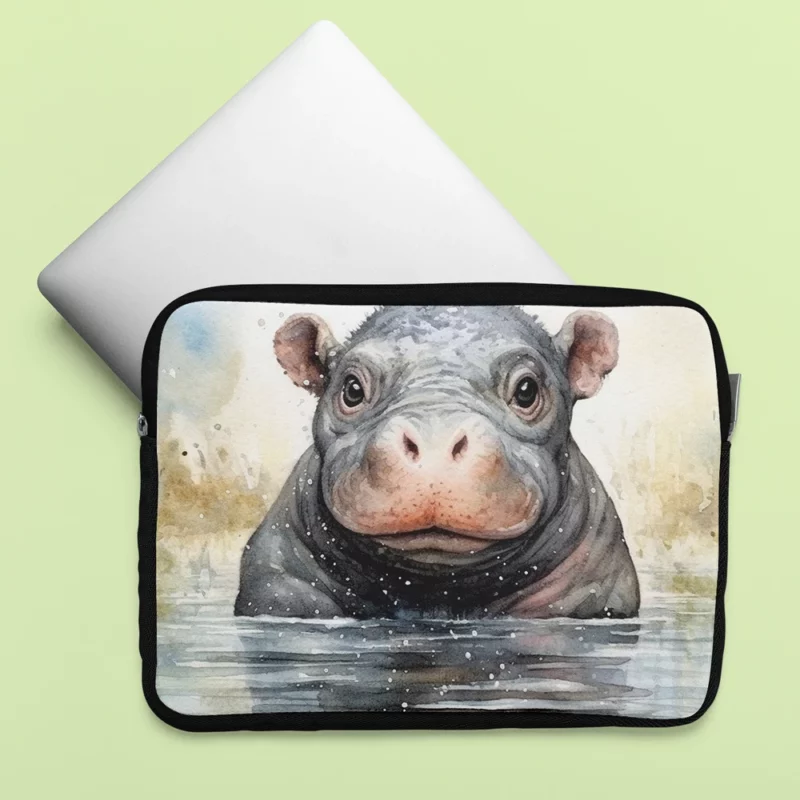 Hippo With a Scarf Laptop Sleeve