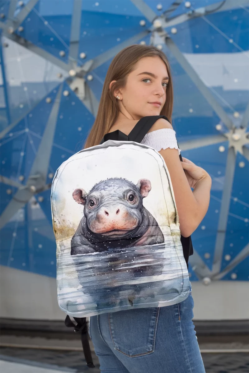 Hippo With a Scarf Minimalist Backpack 2