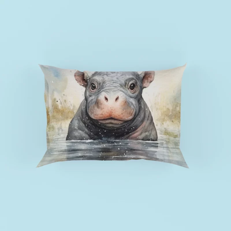 Hippo With a Scarf Pillow Case