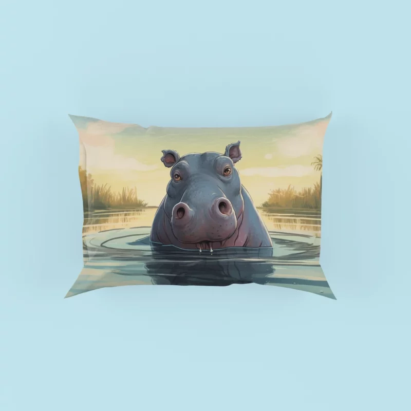 Hippo in a Painted Sky Pillow Case