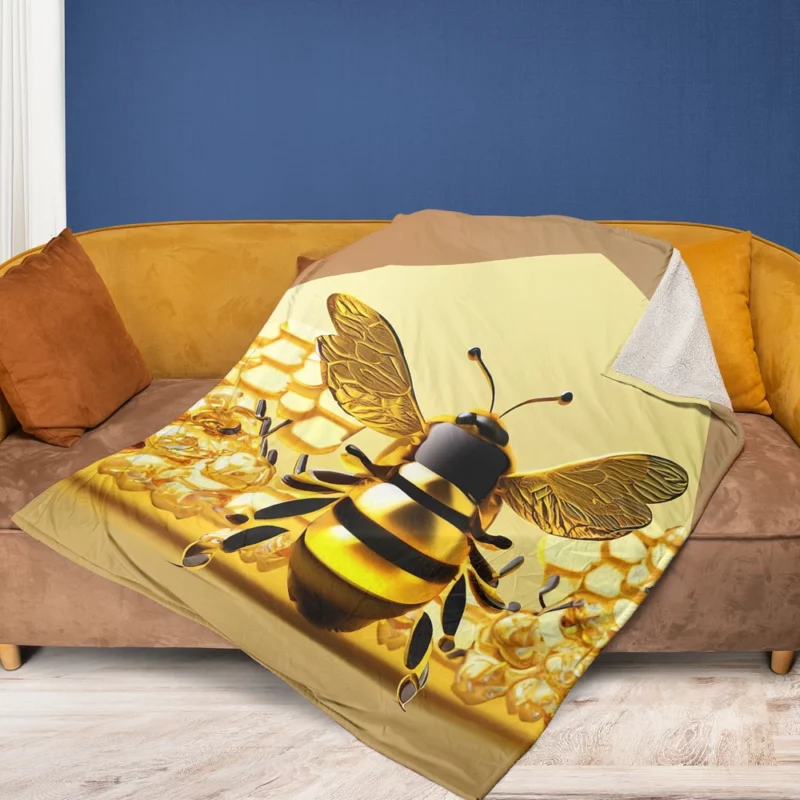 Honey Bee Collecting Nectar Fleece Blanket 1