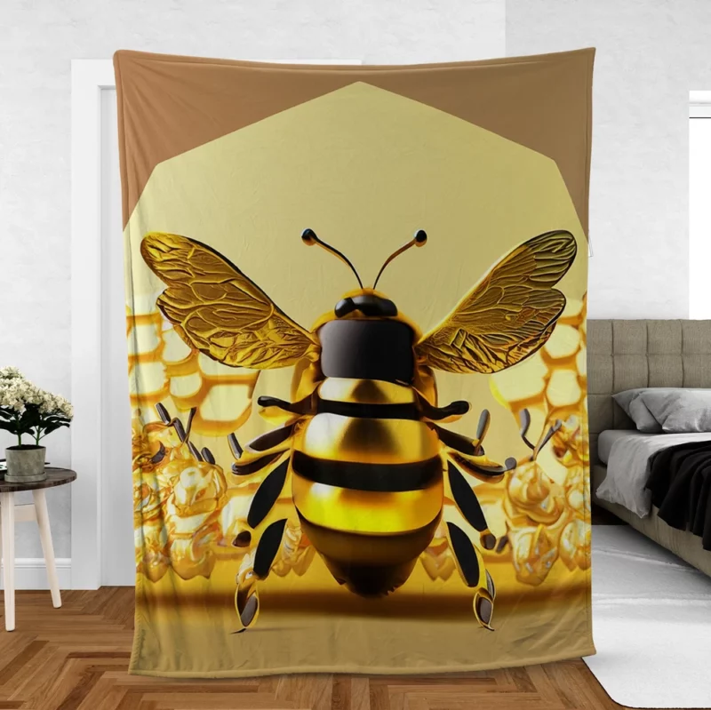 Honey Bee Collecting Nectar Fleece Blanket