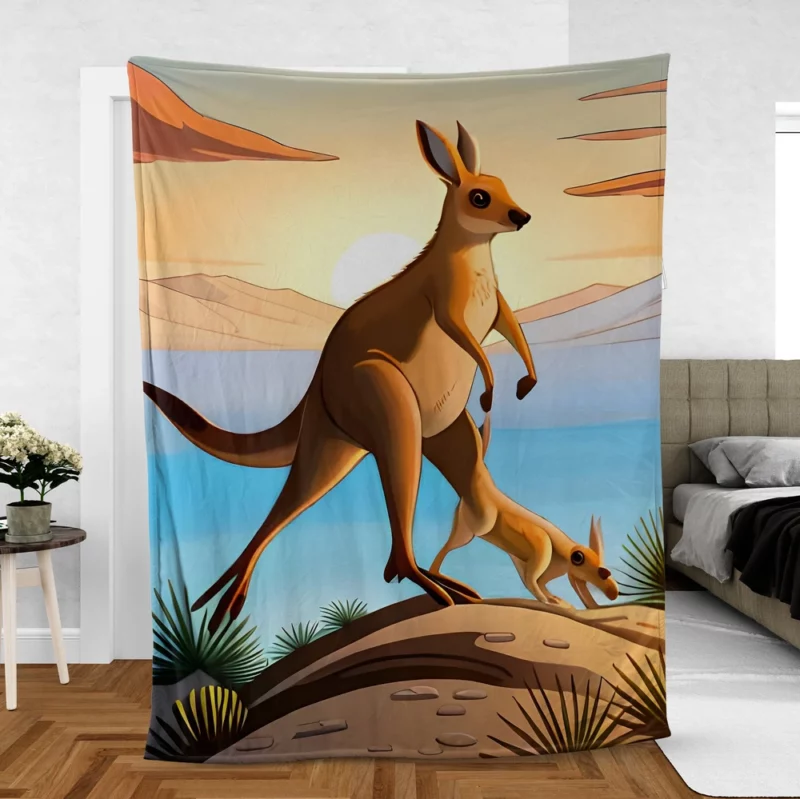Hopping Kangaroo Fleece Blanket