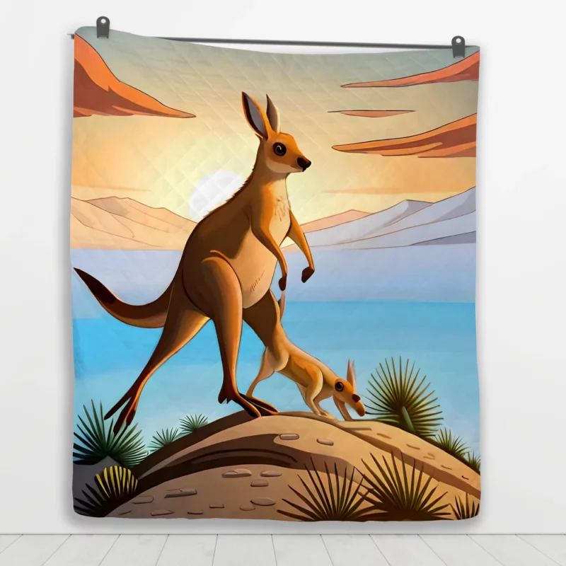 Hopping Kangaroo Quilt Blanket 1