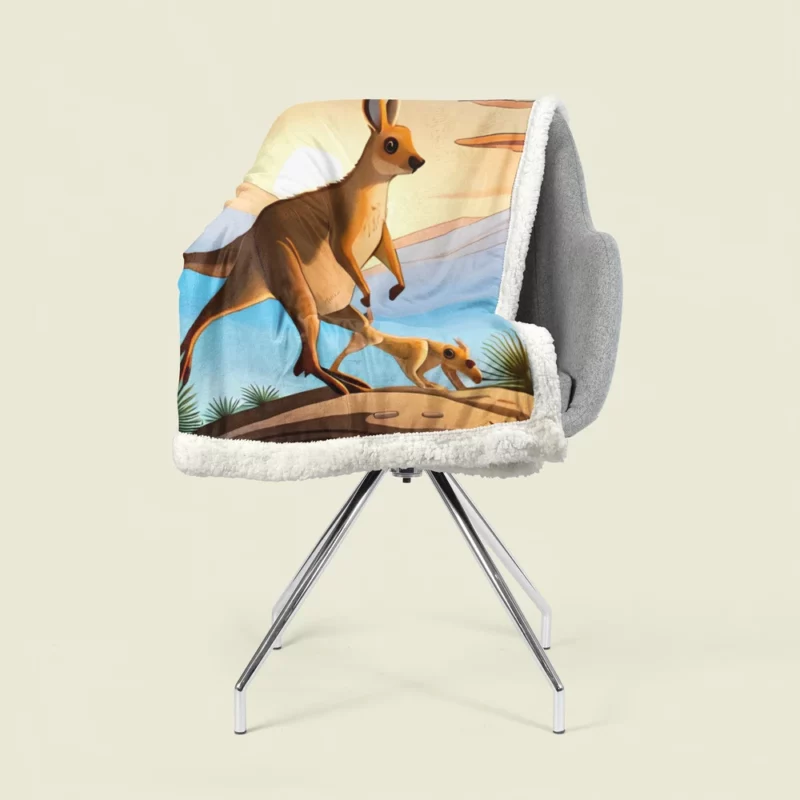 Hopping Kangaroo Sherpa Fleece Blanket 1