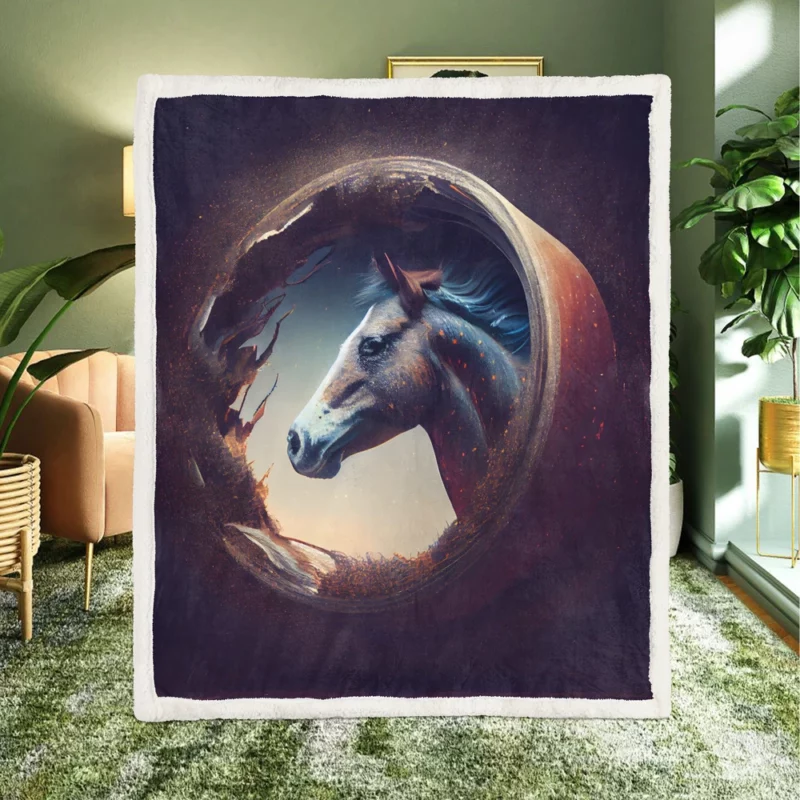 Horse Head Artwork Sherpa Fleece Blanket