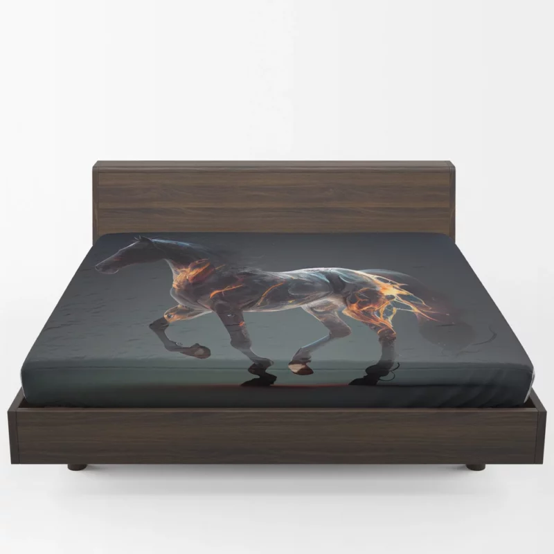 Horse Running With Fire Fitted Sheet 1