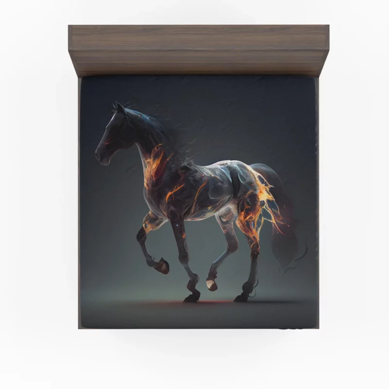 Horse Running With Fire Fitted Sheet