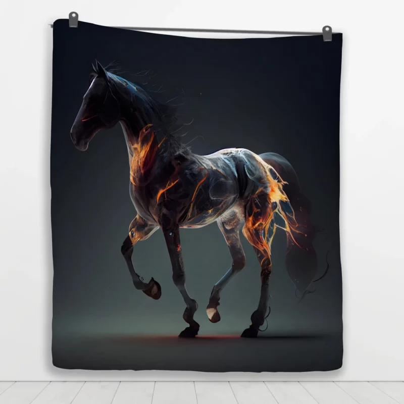Horse Running With Fire Quilt Blanket 1