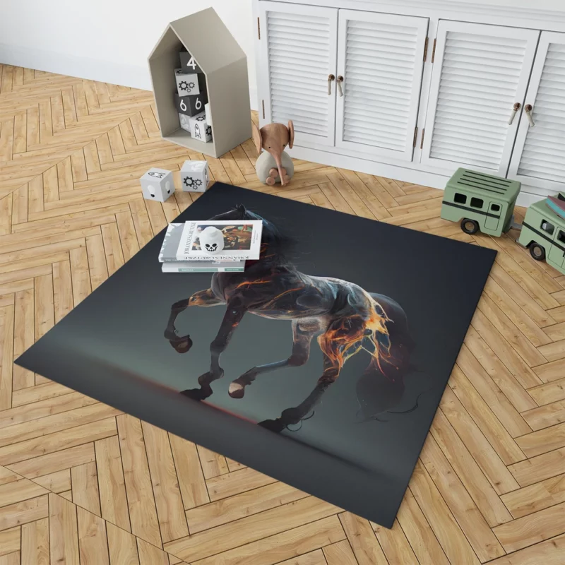 Horse Running With Fire Rug 1