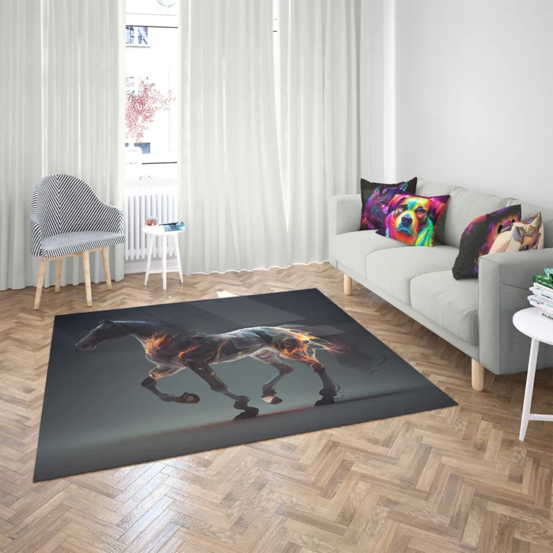 Horse Running With Fire Rug 2