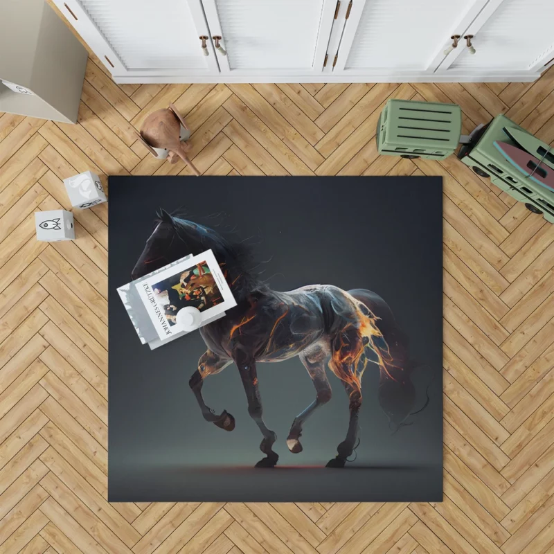 Horse Running With Fire Rug