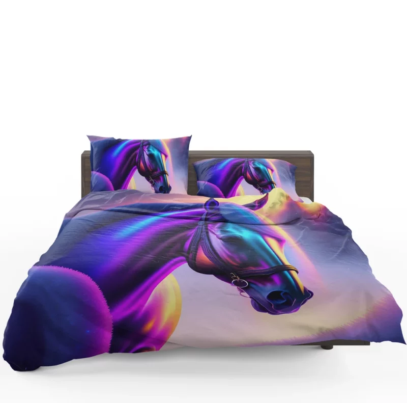 Horse With Blue Artwork Bedding Set 1