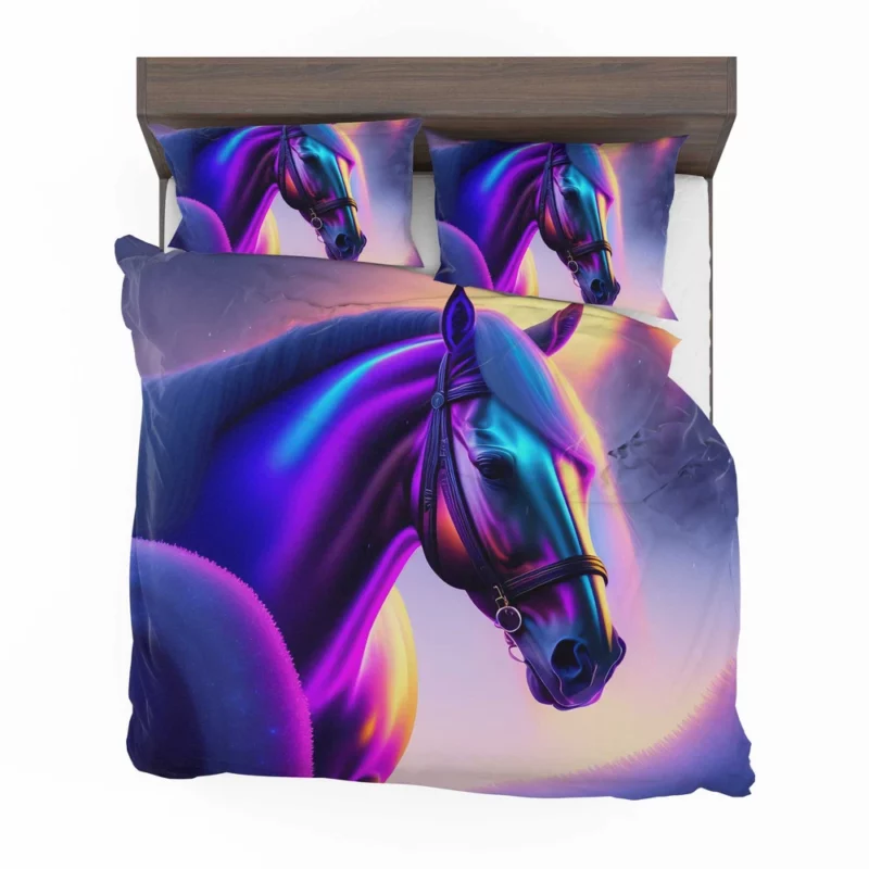 Horse With Blue Artwork Bedding Set 2