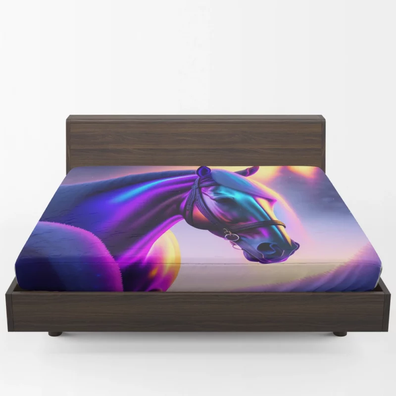 Horse With Blue Artwork Fitted Sheet 1