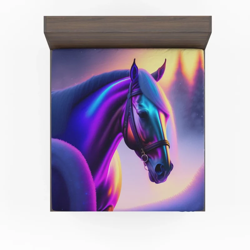 Horse With Blue Artwork Fitted Sheet