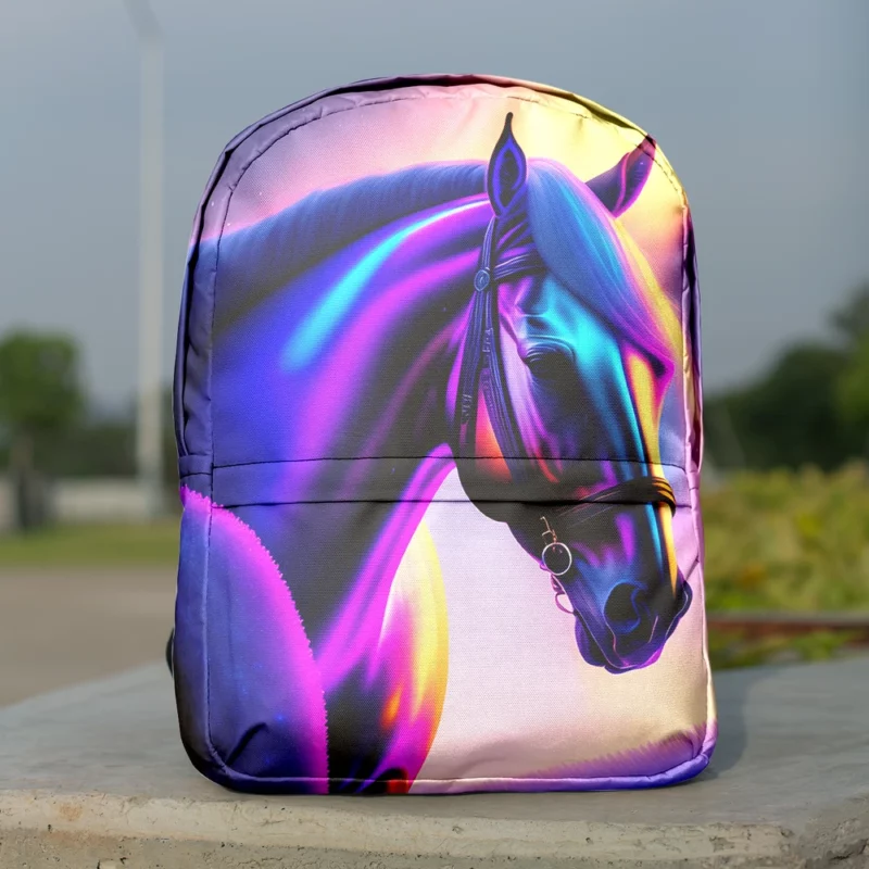 Horse With Blue Artwork Minimalist Backpack