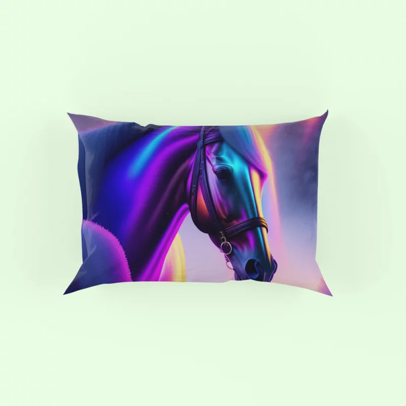 Horse With Blue Artwork Pillow Case