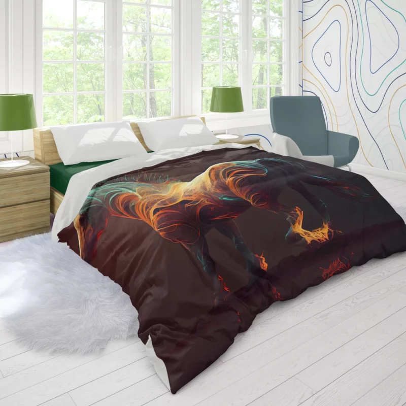 Horse With Fire Effect Duvet Cover