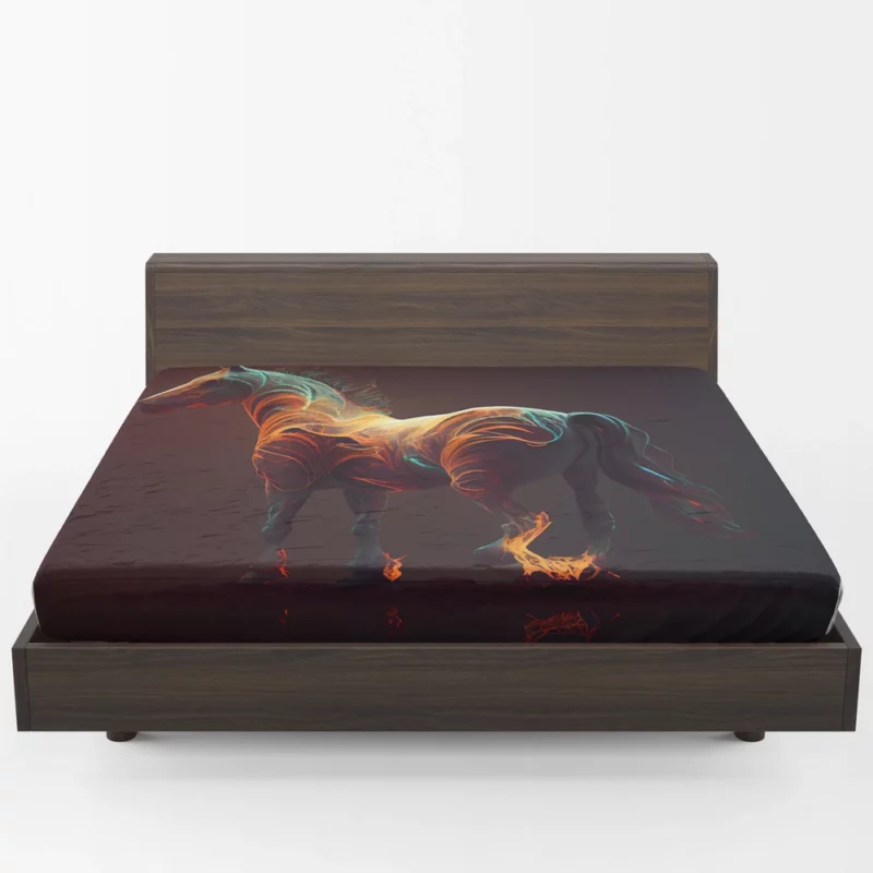 Horse With Fire Effect Fitted Sheet 1