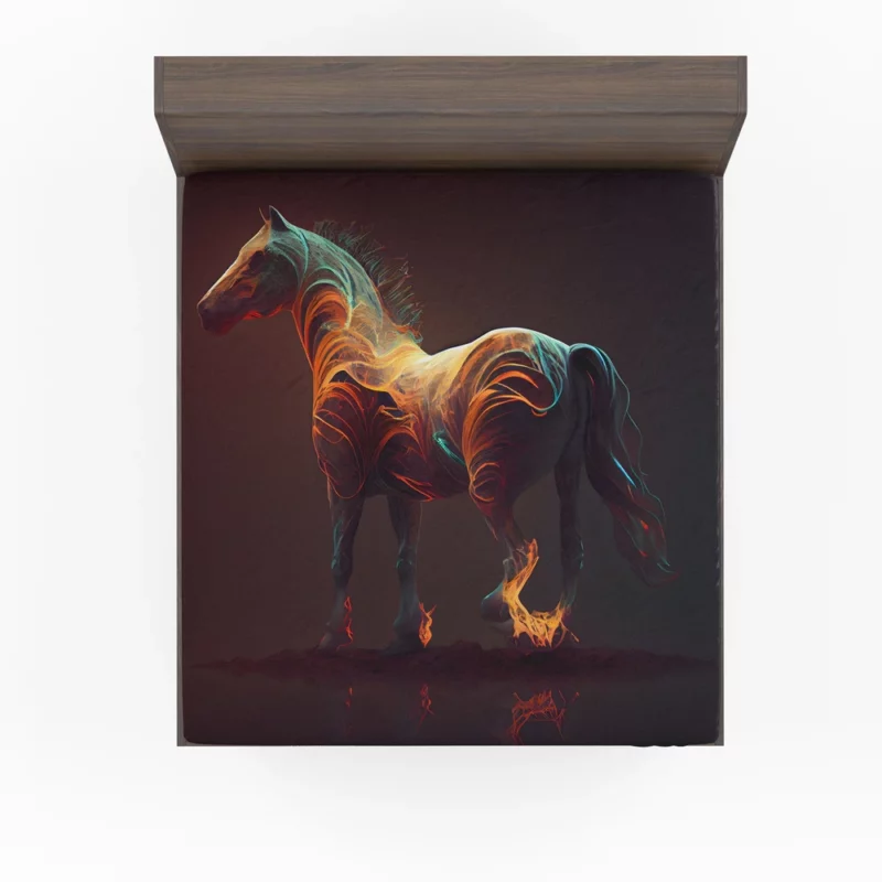 Horse With Fire Effect Fitted Sheet