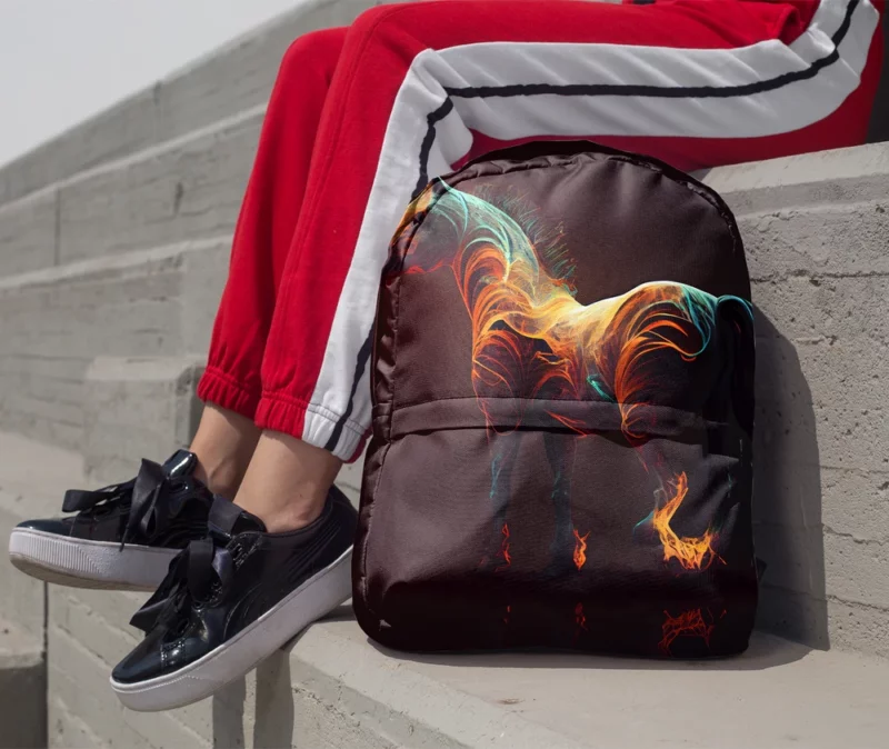 Horse With Fire Effect Minimalist Backpack 1