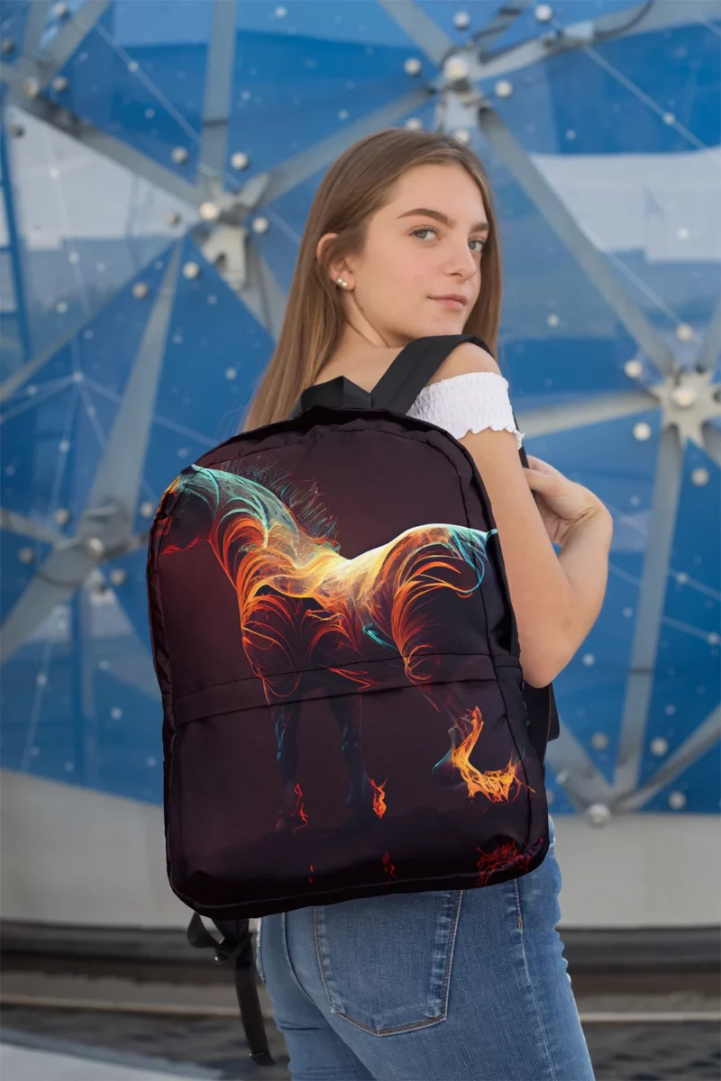 Horse With Fire Effect Minimalist Backpack 2