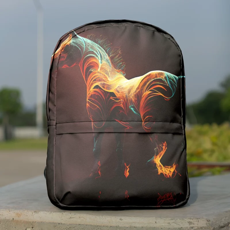 Horse With Fire Effect Minimalist Backpack