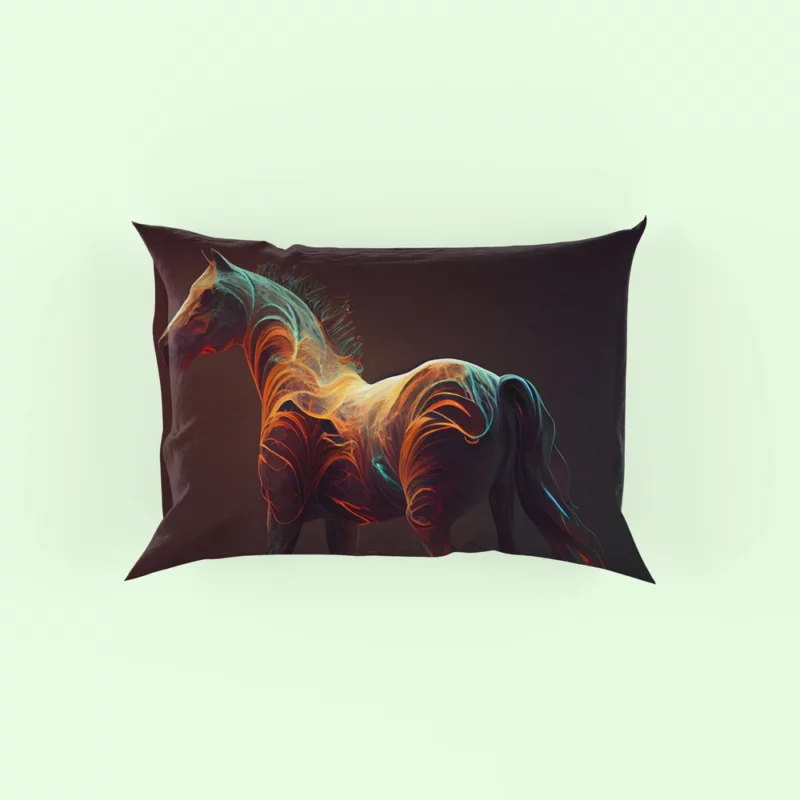 Horse With Fire Effect Pillow Case
