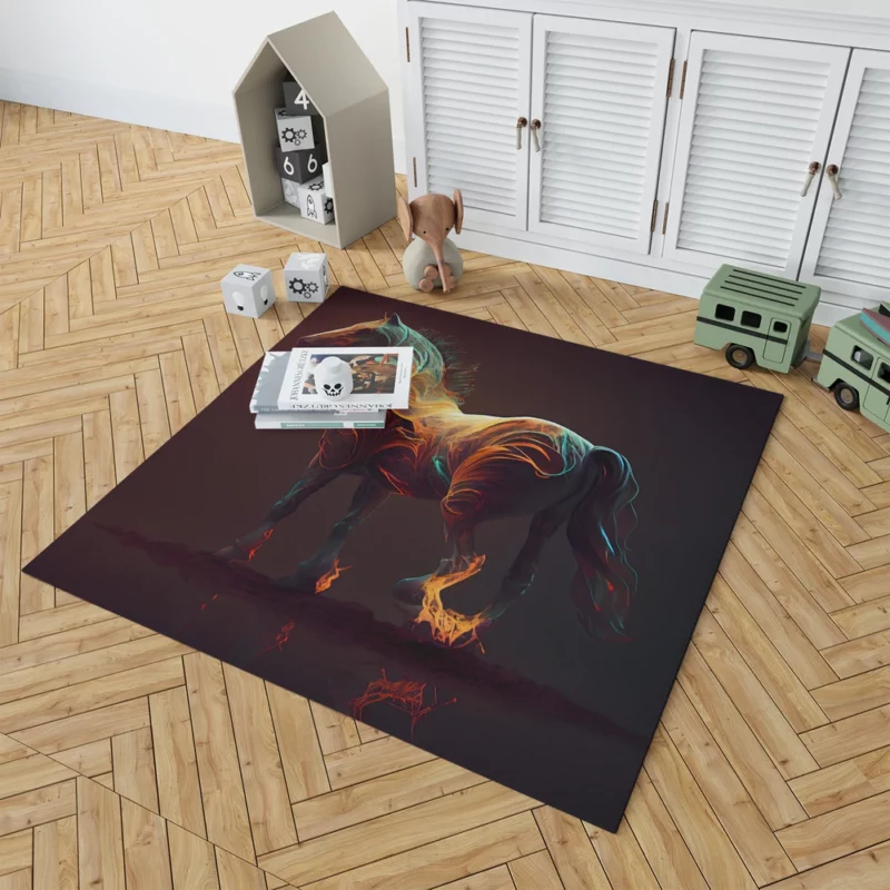 Horse With Fire Effect Rug 1